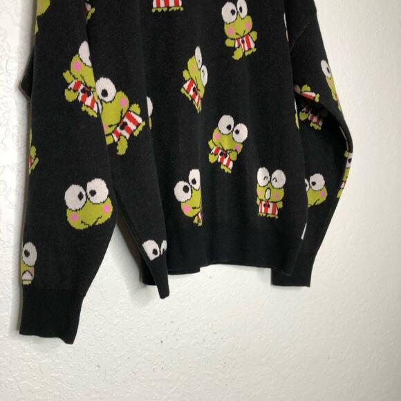 Hello Kitty Forever 21 Keroppi black green frog sweater size Medium - Picture 3 of 14